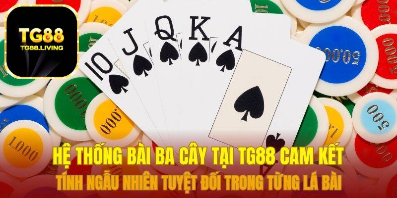 Bài Ba Cây Tại Sảnh Bài Nhà Cái TG88 2 Hệ thống bài ba cây tại TG88 cam kết tính ngẫu nhiên tuyệt đối trong từng lá bài